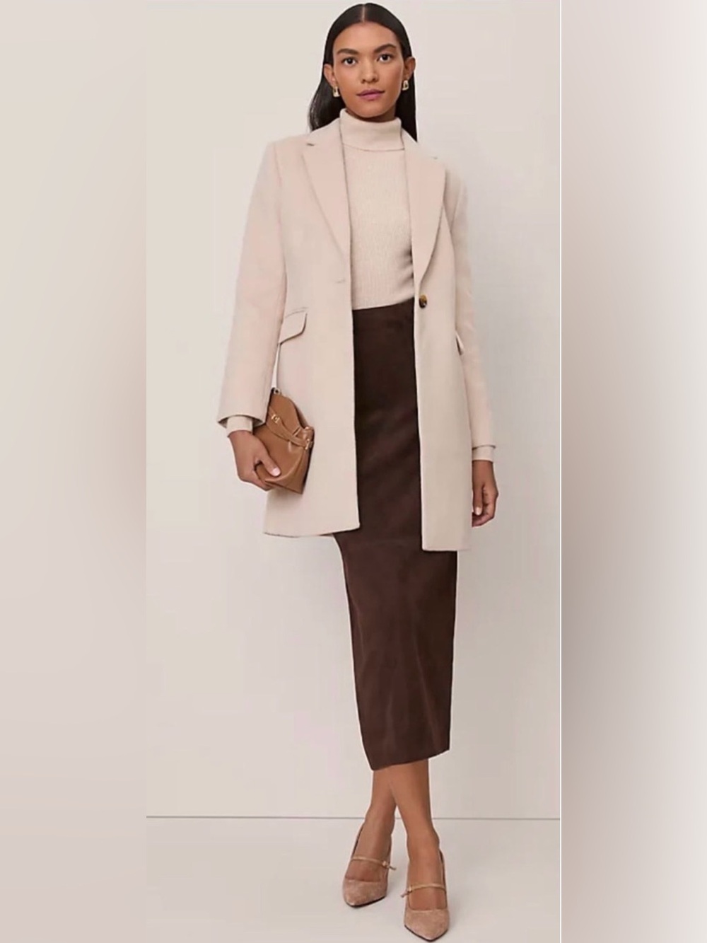 NEW ANN TAYLOR PALE SANDALWOOD WOOL BLEND CHESTERFIELD COAT SZ XL